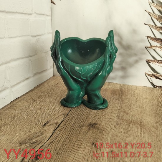 Kalp Formlu El Figürlü Saksı Silikon Kalıp • El Yapımı Romantik Dekor ve Anlamlı Hediye Seçeneği!